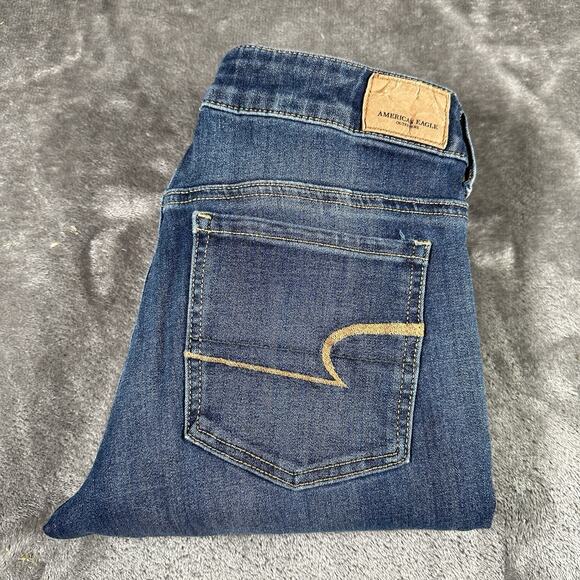 American Eagle Jegging Jeans Womens 4 Blue Denim Super Super‎ Stretch Pants - Picture 1 of 13